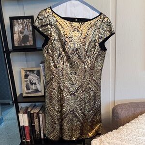 Sequin Metallic Gold Sheath Dress